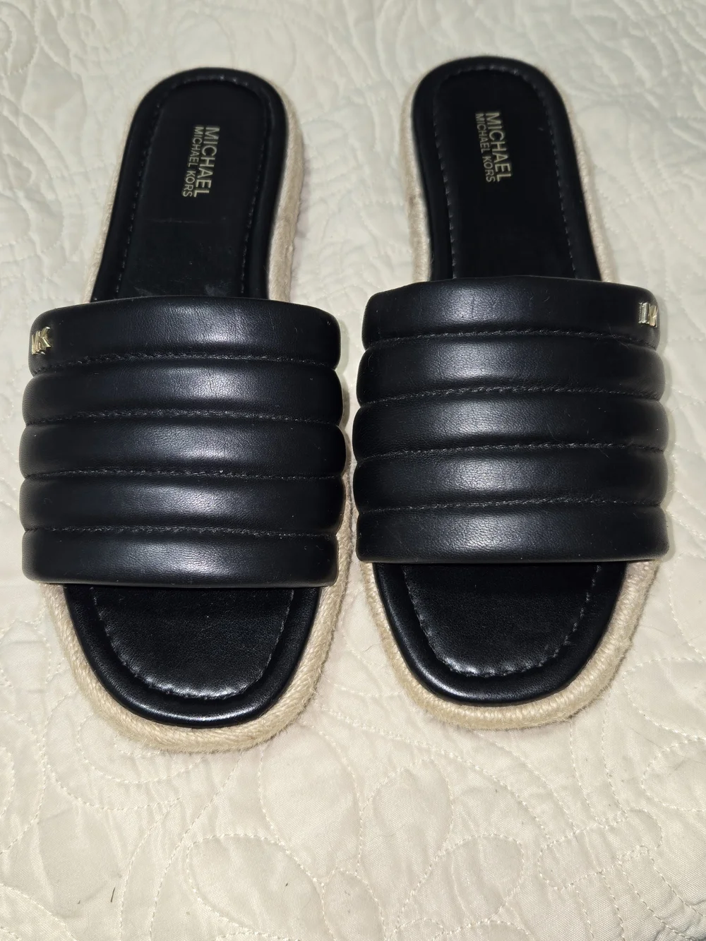 Michael Kors Black Quilted Slide Espadrille Mules-- SIZE:6